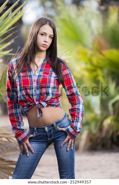 Country Western Girl Daisy Duke Outfit Stock Photo Edit Now