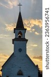 Countryside Church in the evening at sunset