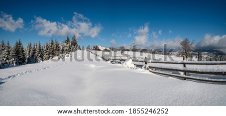 Similar – Image, Stock Photo Winter snowy panorama with Alps mountains and snow