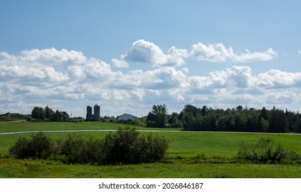 Countryside Landscape With Farm In Quebec, Canada