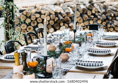 Countryside table design for indoor for breakfast and dinner Foto d'archivio © 