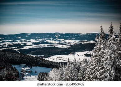 Countryside view from top of a mountain in Jeseníky mountains