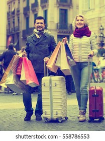 Couple 55-65 Years Old  Enjoying Shopping Tour During Voyage