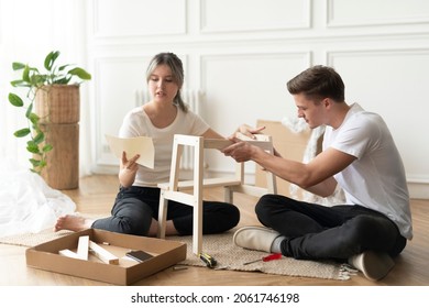 Couple Assembling A Diy Chair From Scratch