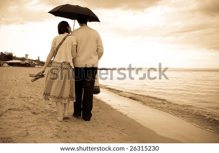 Similar – Image, Stock Photo Man with umbrella Calm