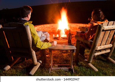 Couple by the bonfire