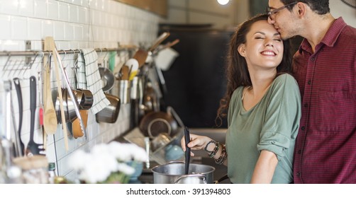 Couple Cooking Hobby Lifestyle Concept - Shutterstock ID 391394803
