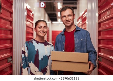 Couple in Corridor of Self-Storage Unit