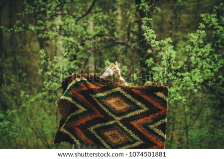 Similar – Image, Stock Photo Woman in her back with the hands in the head enjoying the nature.