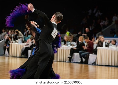 couple dancer dancing waltz in dance competition
