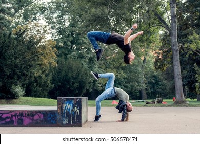 Couple Dancing Breakdance On The Street