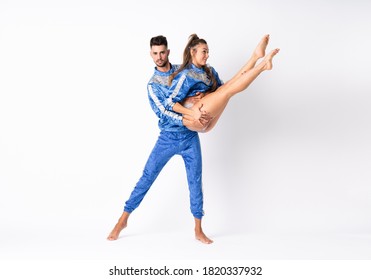 Couple dancing over isolated white background - Shutterstock ID 1820337932