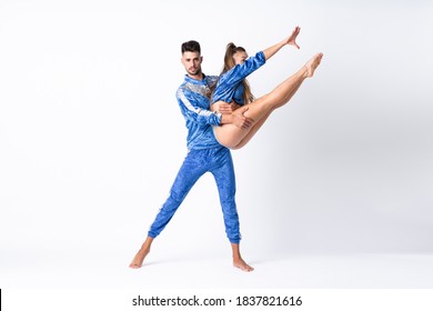 Couple dancing over isolated white background - Shutterstock ID 1837821616