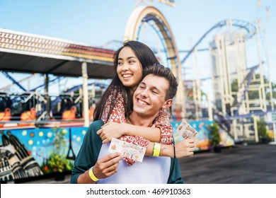 Couple Dating Fun Park Enjoyment Amusement Concept