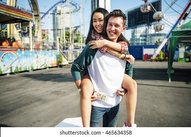 Couple Dating Relaxation Love Theme Park Concept