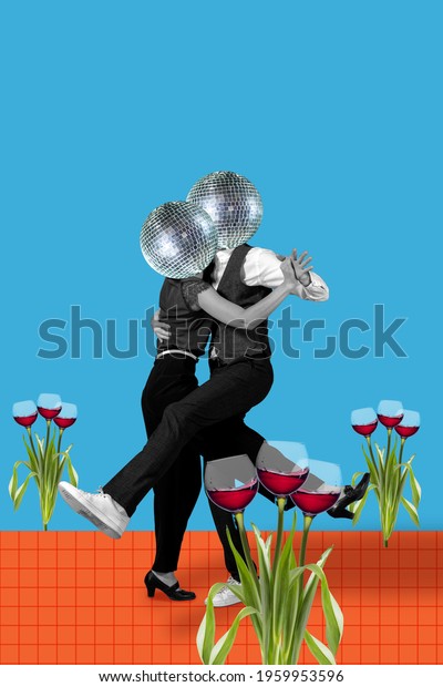 Couple Disco Heads Dancing Among Red Stock Photo 1959953596 | Shutterstock