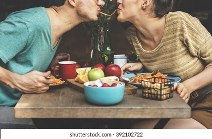 Couple Eating Food Feeding Sweet Concept