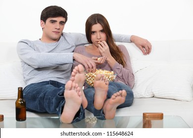 Couple Eating Popcorn