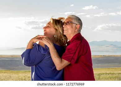 Couple Of Elder Poeple Is Sharing And Smiling