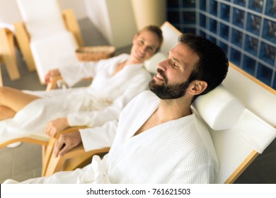 Couple Enjoying Wellness Spa Resort Treatments