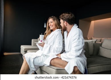 Couple Enjoying Wellness Weekend And Spa