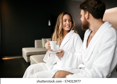 Couple enjoying wellness weekend and spa