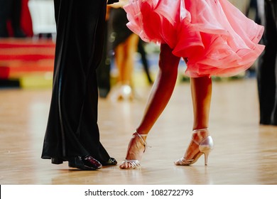 Couple Feet Of Dancers, Woman And Man Latino Dancing