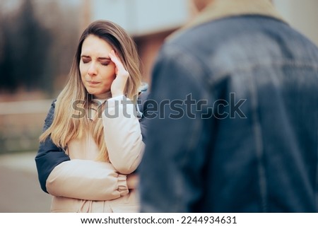 
Couple Fighting Ending their Relationship on the Last Date
Husband and wife having a terrible fight outdoors 
