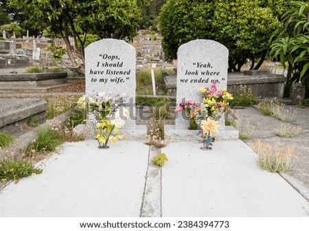 A couple of Funny headstones in cemetery 