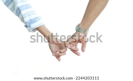 couple gay with pinky promise or pinky swear on white background