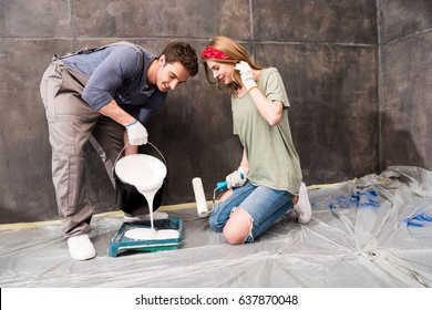 Couple Getting Ready For Renovating Home, Renovation Home Concept