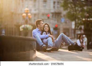 Couple have fun in the city