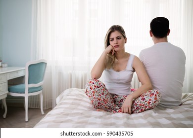 Couple Having Arguments And Sexual Problems In Bed