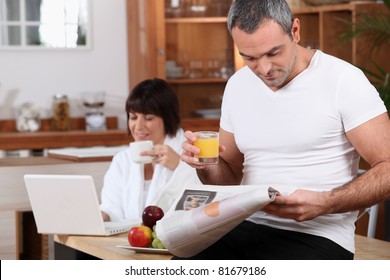 Couple having breakfast