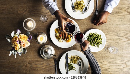 Couple Having Dinner Date at Restaurant