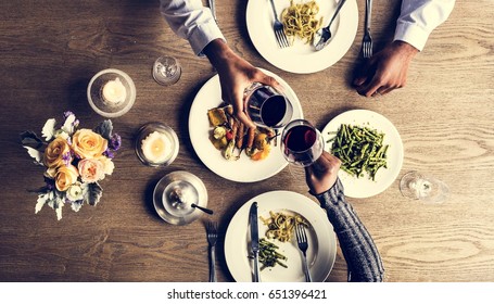 Couple Having Dinner Date at Restaurant