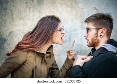 Couple having a fight on the street