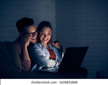 Couple Having Movie Night At Home