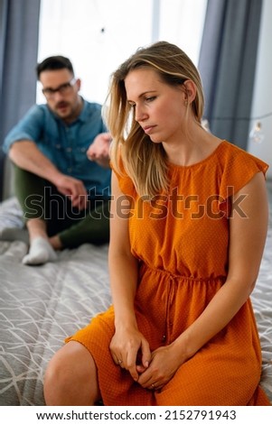 Couple having problems in relationship due to infidelity. Marriage difficulties divorce concept.