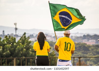 Couple Holding Brazilian Flag Stock Photo 1101452597 | Shutterstock