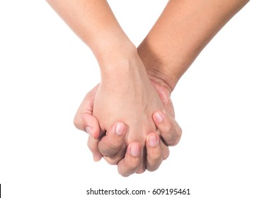 Couple Holding Hand Isolated On White Background