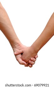 Couple Holding Hands Isolated On White Background