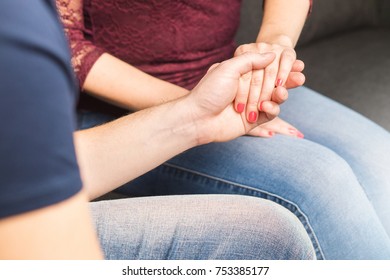 Couple Holding Hands. Proposal, Trust, Mutual Respect And Romantic Relationship Concept.