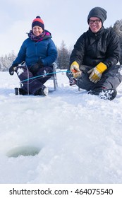 Couple Ice Fishing