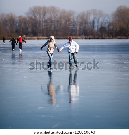 Similar – iridescent pond Winter