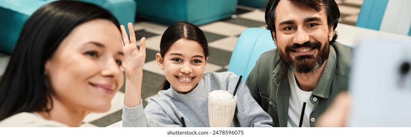 A couple joyfully captures a moment with a selfie in a vibrant restaurant, enjoying quality time together. - Powered by Shutterstock