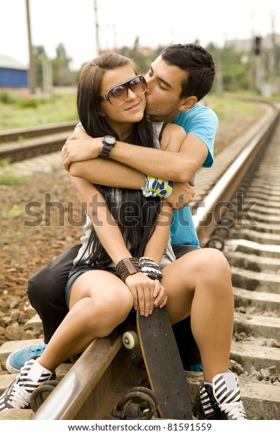 Couple Kissing Railway Urban Photo Stock Photo 81591559 Shutterstock