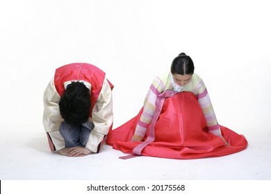 Couple In Korean Traditional Dress