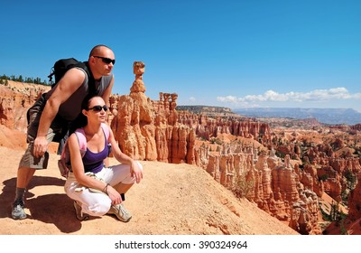 Couple Look Out On The Bryce Canyon