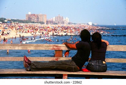 Couple Looking At Coney Island.